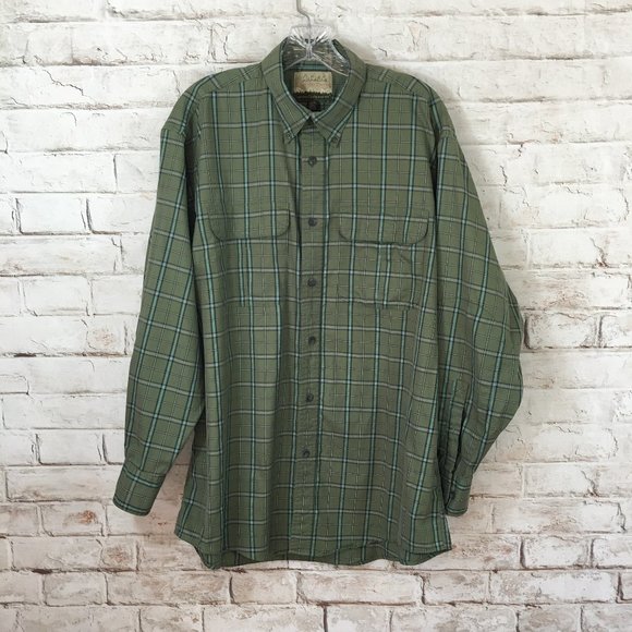 Cabela's Other - Cabela's Men's L Outfitter Series Green Plaid Long Sleeve Cotton Button Down